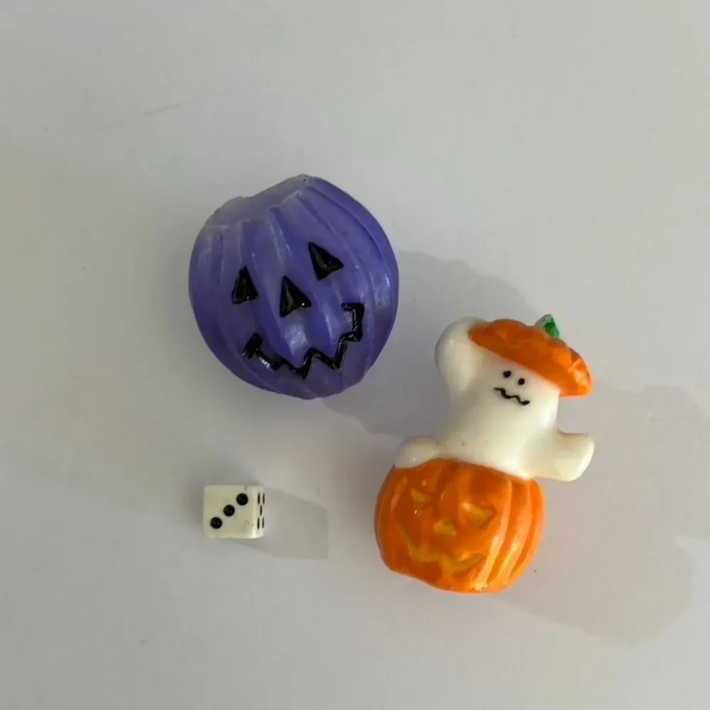 VTG Halloween Candle Set American Greeting Ghost in Pumpkin Purple JackOLantern